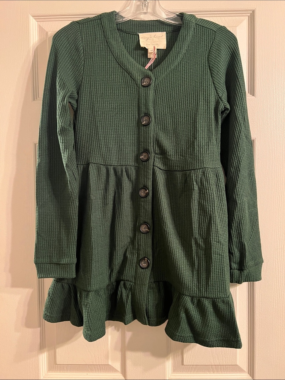 Evy's Tree “The Sarah” Forest Green Waffle Knit Cardigan